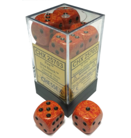 Chessex CHX 25703 D6 -- 16Mm Speckled Dice, Fire, 12Ct