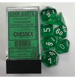 Chessex CHX 23075 7Ct Translucent Poly Dice Set, Green/White - New