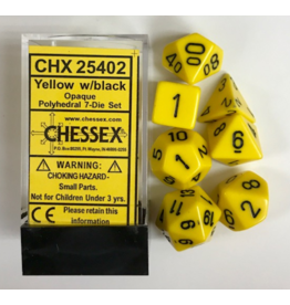 Chessex CHX 25402 7Ct Opaque Poly Yellow/Black Dice Set