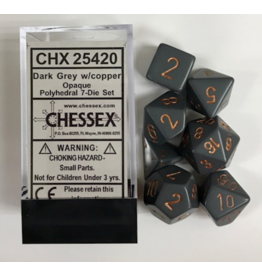 Chessex CHX 25420 7Ct Opaque Poly Dark Grey/Copper Die Set