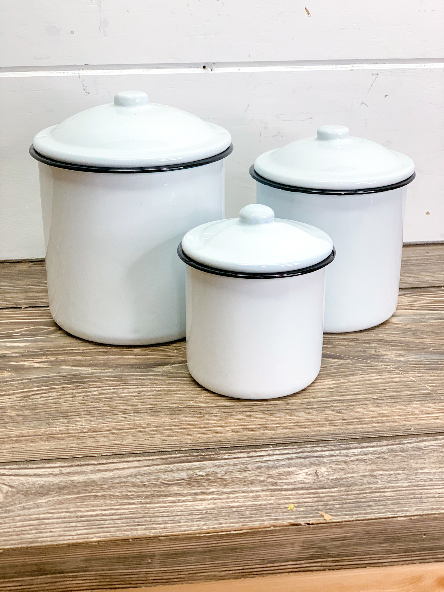 Black Enamel Canister Set - Rustic Grains