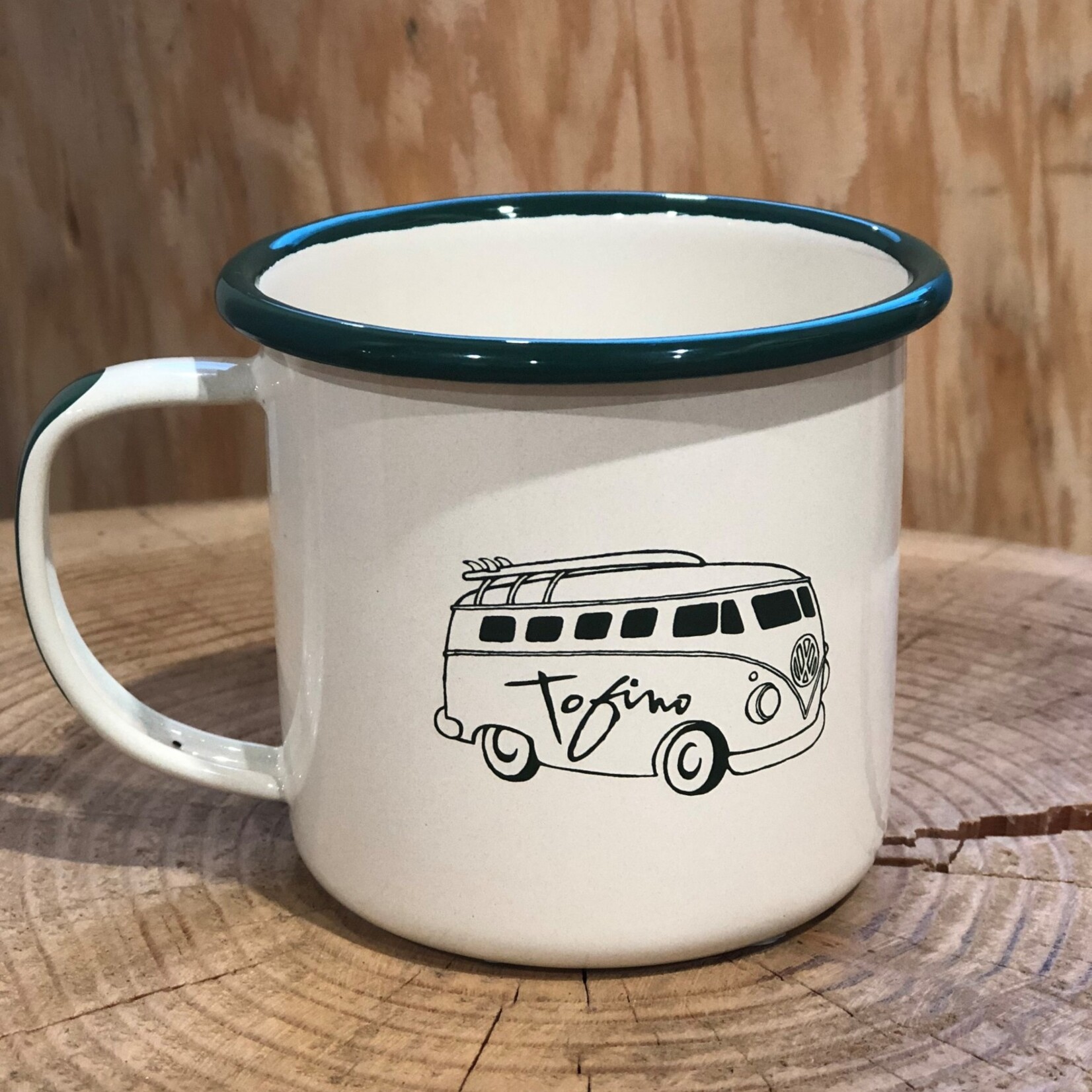Tourism Tofino Enamel Mug Off White/Green 12 oz