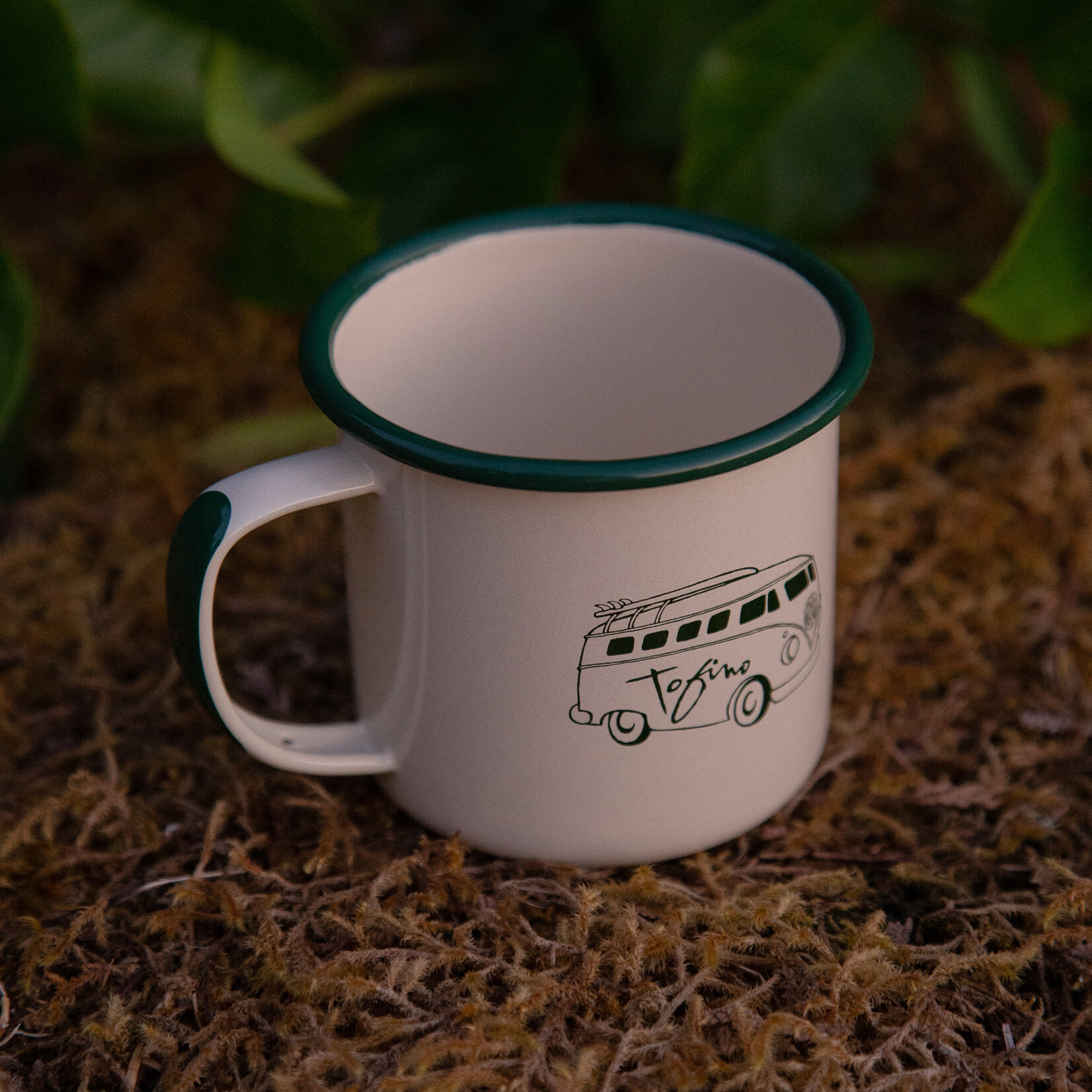 Tourism Tofino Enamel Mug Off White/Green 12 oz