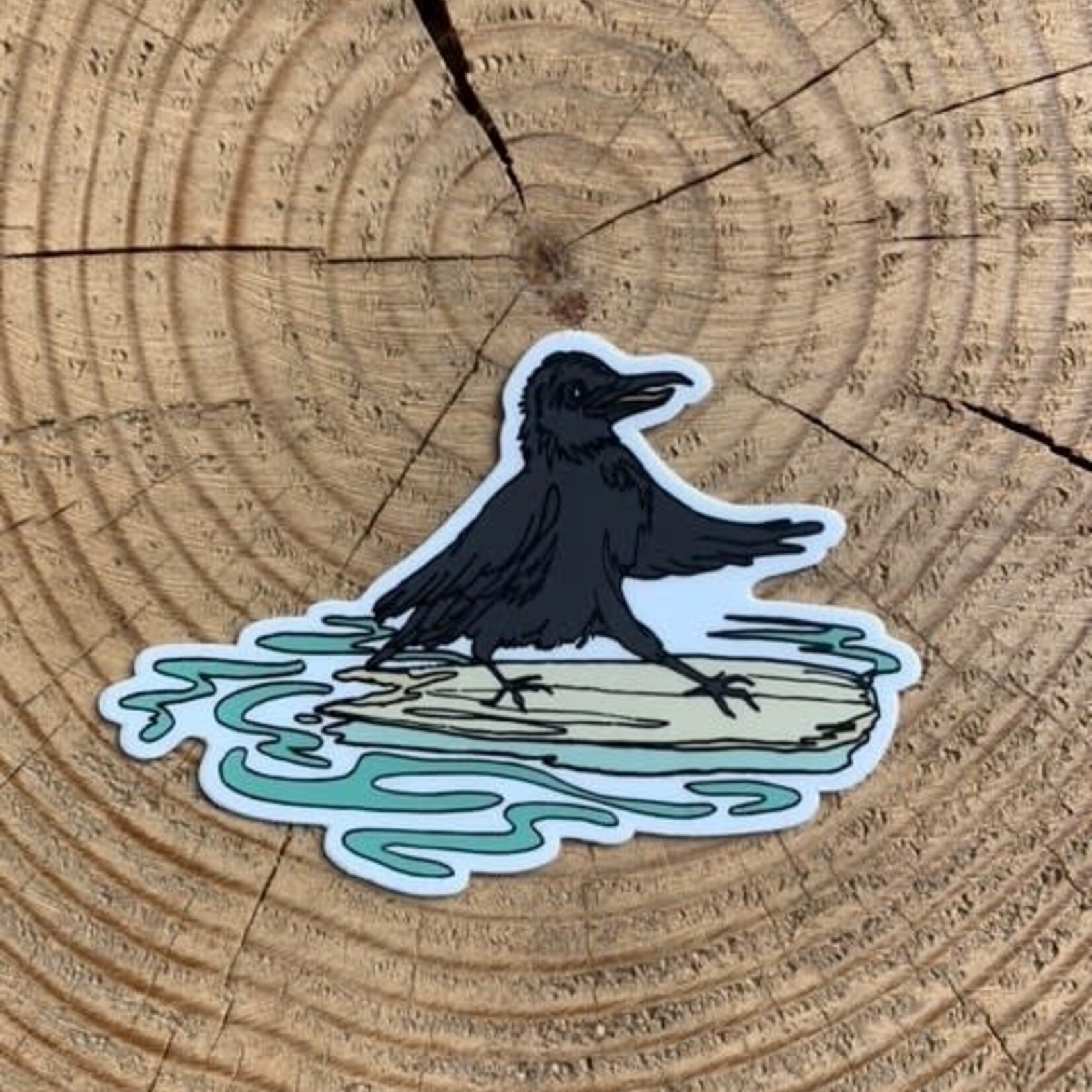 Wild Life Surfing Crow Sticker