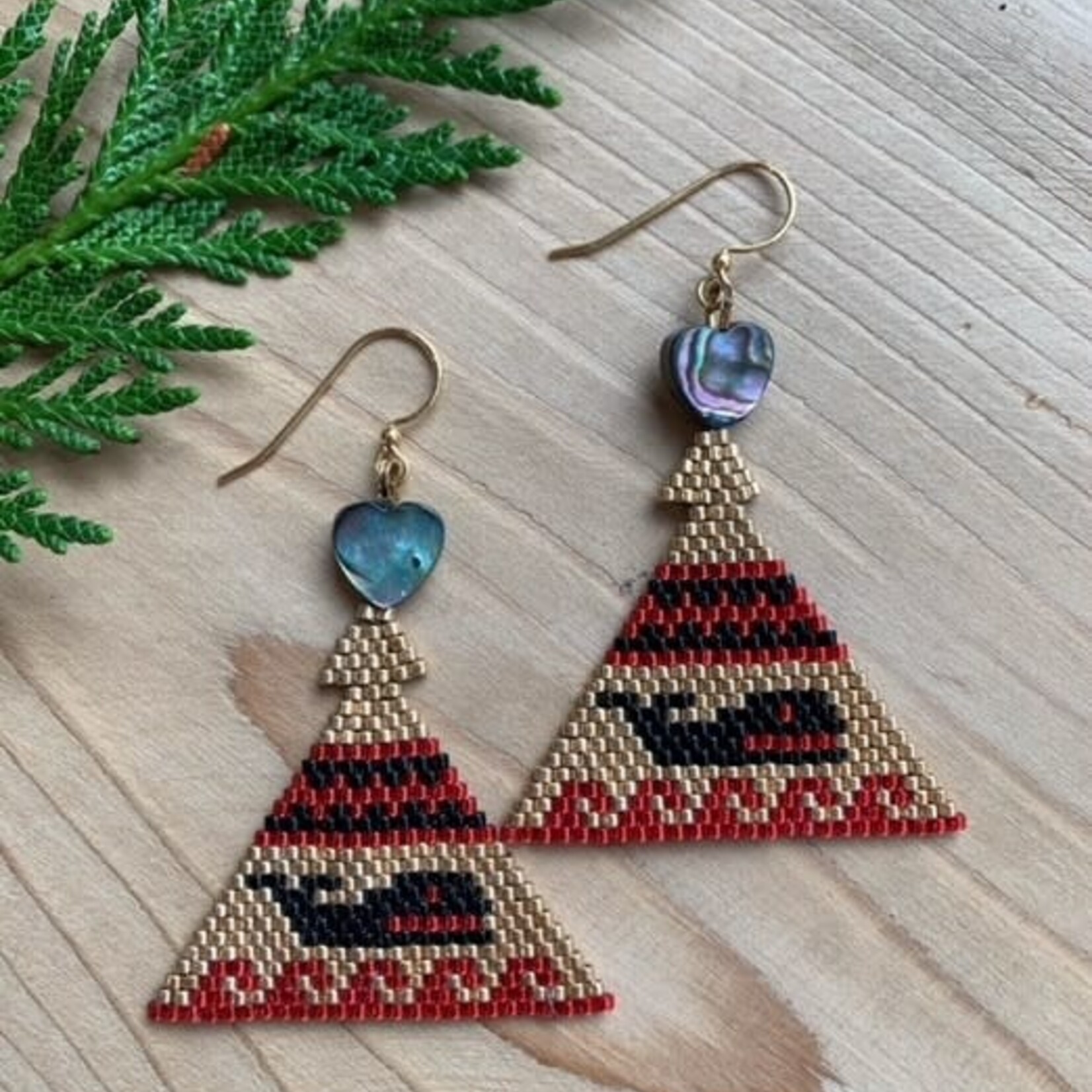 Terri Robinson Red Whale Maquinna Hat Beaded Earrings