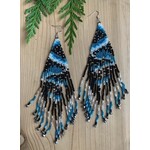 Terri Robinson Blue Northern Lights Fringe Beaded Earrings