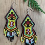 Esther Robinson Yellow Eagle Fringe Beaded Earrings