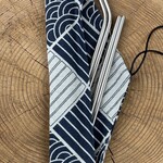 Ocean Friendly straw set metal silver rectangle pouch
