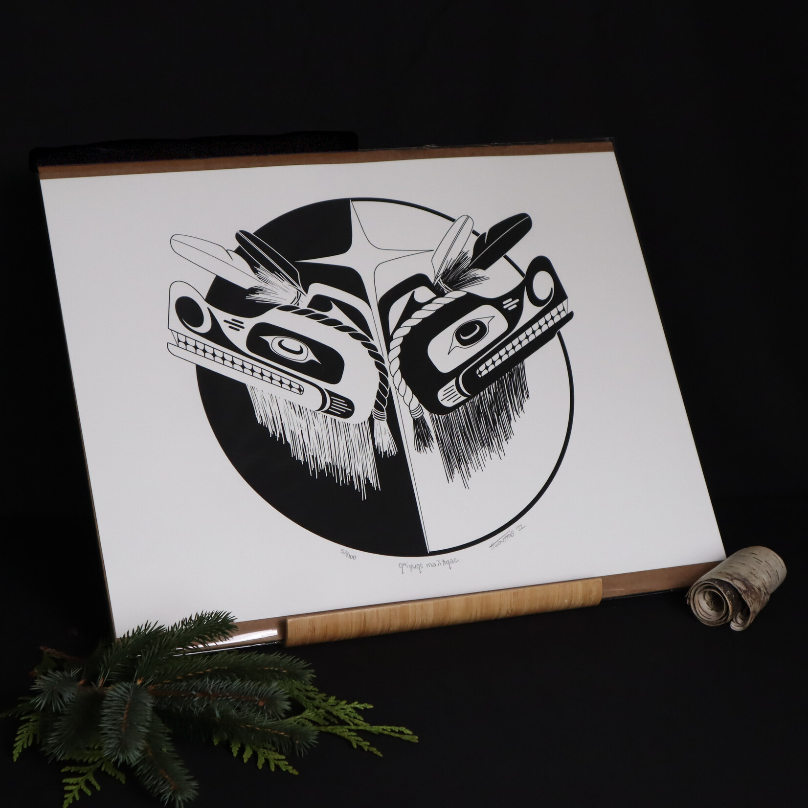 Cedar House Creations qʷiyuqs maʔiƛqac, hand printed silkscreen,53/100