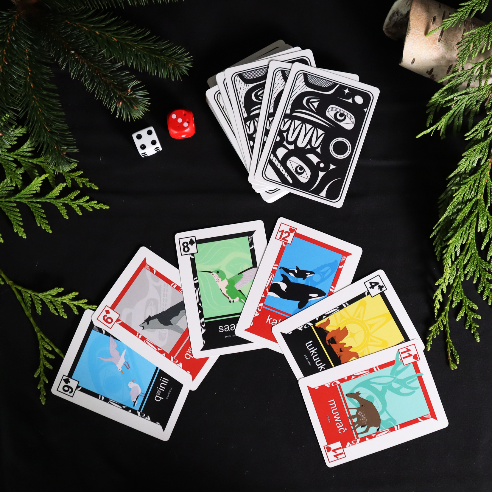 Makuw̓as Market Annika Benoit-Jansson Nuu-chah-nulth playing cards