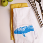 Rockfish Art Studio Lynette Dawson- Summerfeldt Grey Whale Tea Towel, Blue