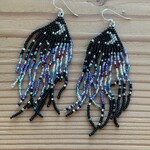 Esther Robinson Galaxy and Moon Black Fringe Beaded Earrings