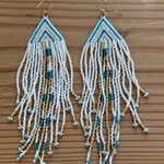 Esther Robinson White Blue and Gold Fringe