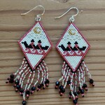 Esther Robinson White and Pink Canoe Diamond Beaded Earrings