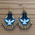 Esther Robinson Eagle Blue Shawl Dancer Beaded Earrings