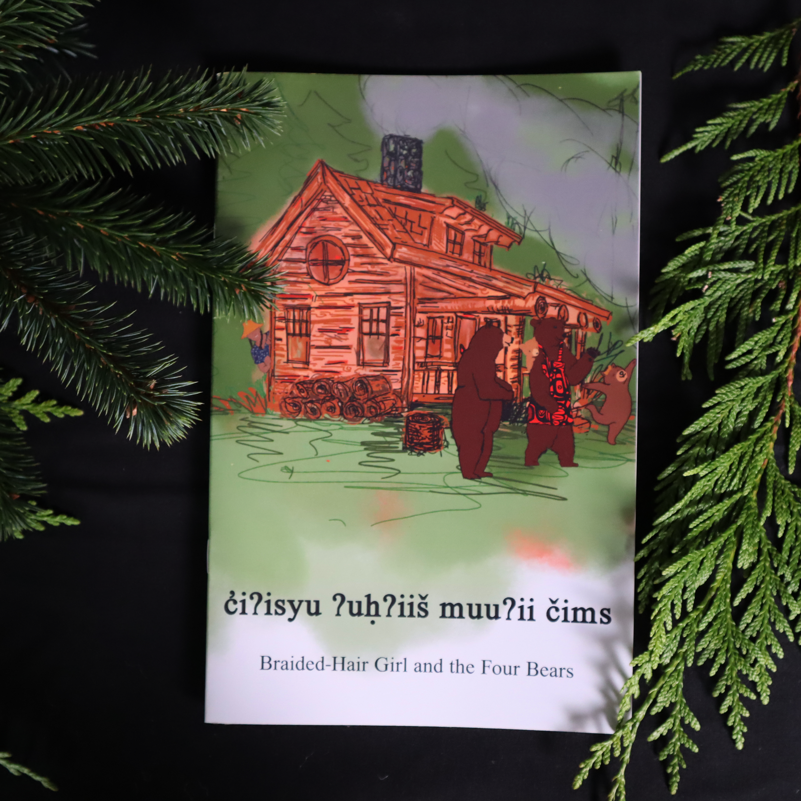 Cedar House Creations c̓iʔisyu ʔuḥʔiiš muuʔii čims (Braided-Hair Girl and the Four Bears)