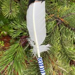 Sarah Ann Billy Sarah Ann Billy Beaded Faux Eagle Feather Blue and White