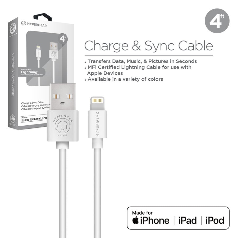 MFi Lightning 4ft. Charge & Sync Cable-White