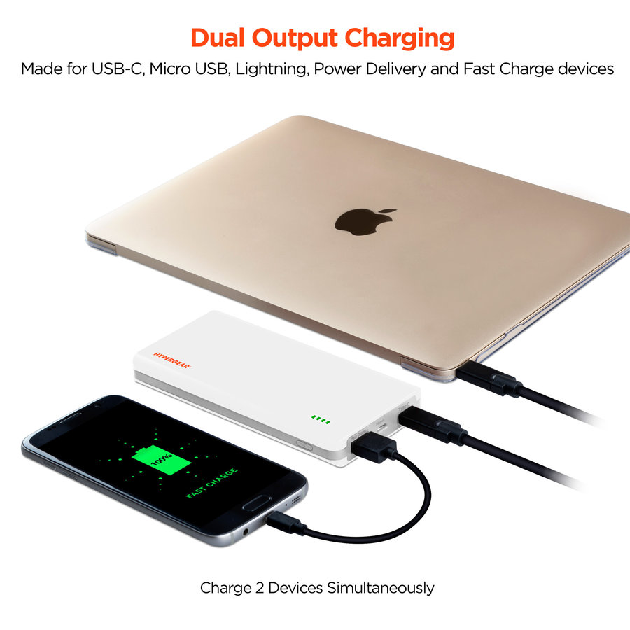 12000mAh 18W USB-C PD + Fast Charge Portable Battery
