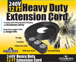 240v Extension Cord >> Extension Cord 240v 12ft Aquarius Hydroponics 240v Extension Cord >> Extension Cord 240v 12ft Aquarius Hydroponics