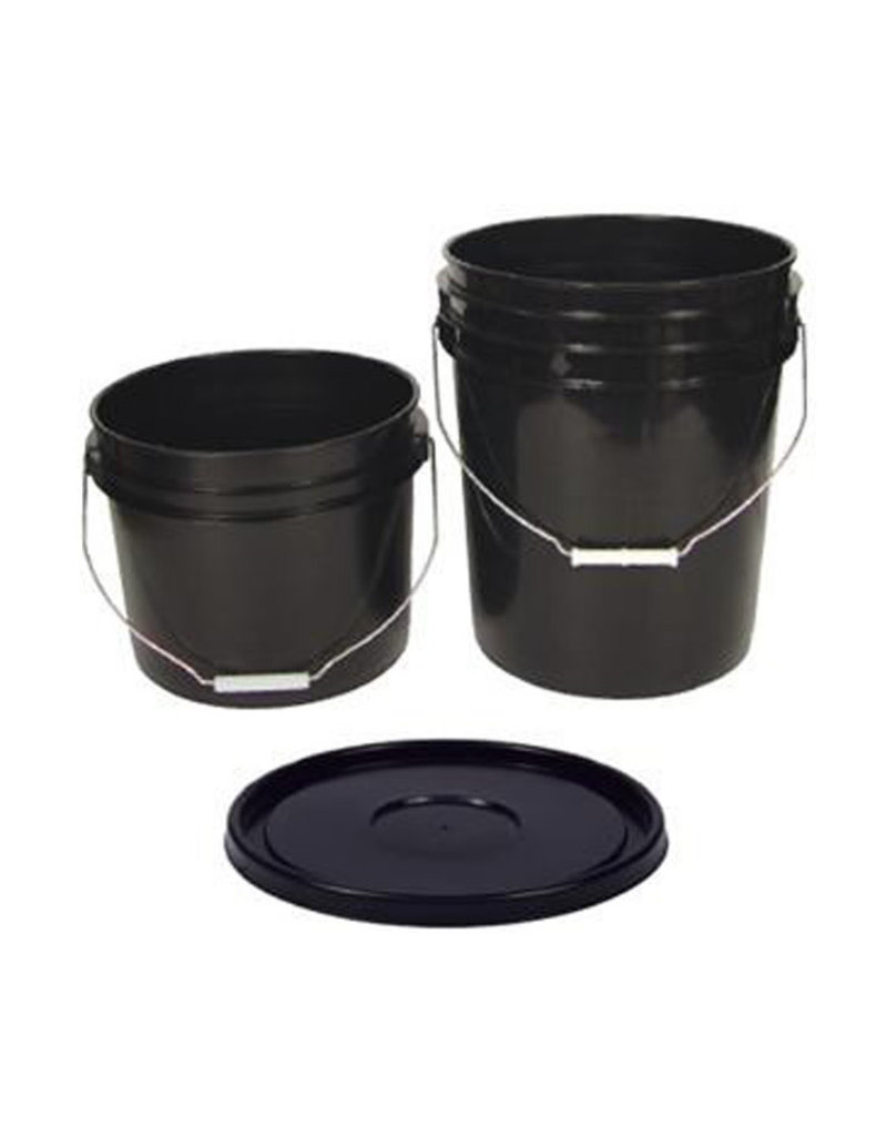 black plastic bucket with lid