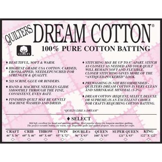 Dream Cotton DREAM COTTON SELECT QUEEN WHITE BATTING 108" x 93"