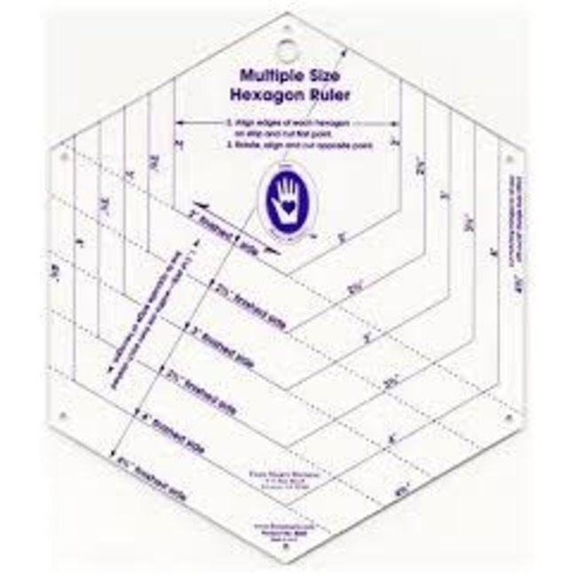 Hexagon Ruler - 6 Sizes, 2-4" on a finished side