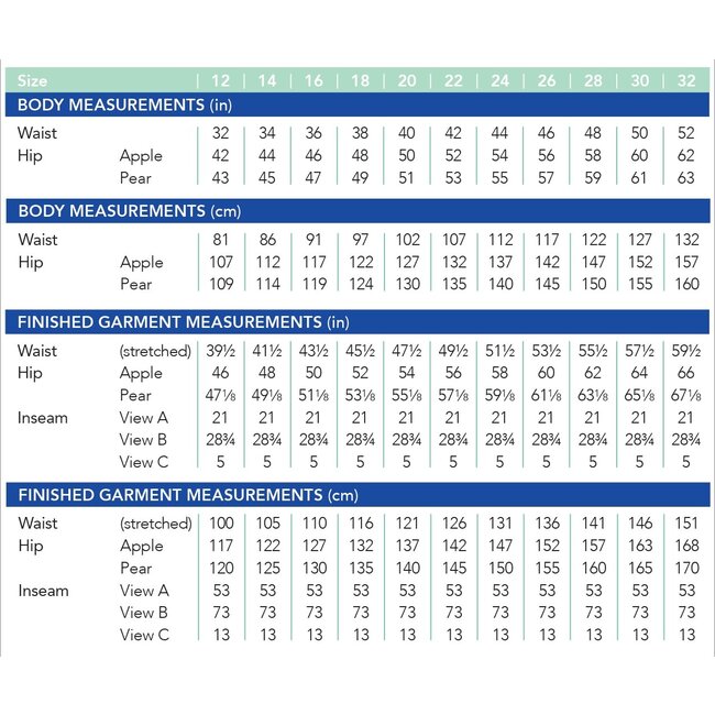 Calder Pants & Shorts Pattern 12-32