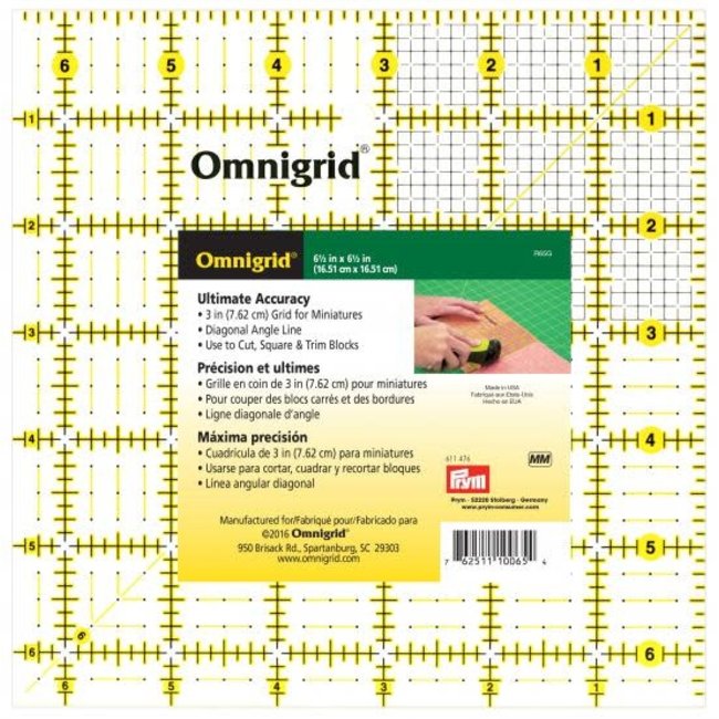 Omnigrid Square Ruler - 6.5" x 6.5"