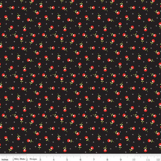 Riley Blake Designs MERRY LITTLE CHRISTMAS, BERRIES, BLACK $0.20 /CM OR $20/M