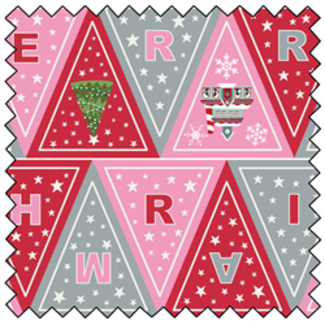 Lewis & Irene Christmas Glow Bunting - PINK/RED - 44" x 35"