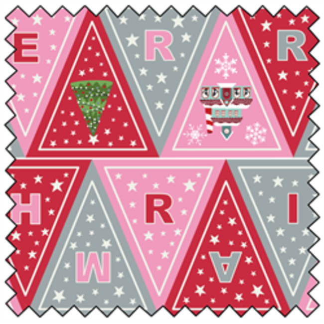 Christmas Glow Bunting - PINK/RED - 44" x 35"