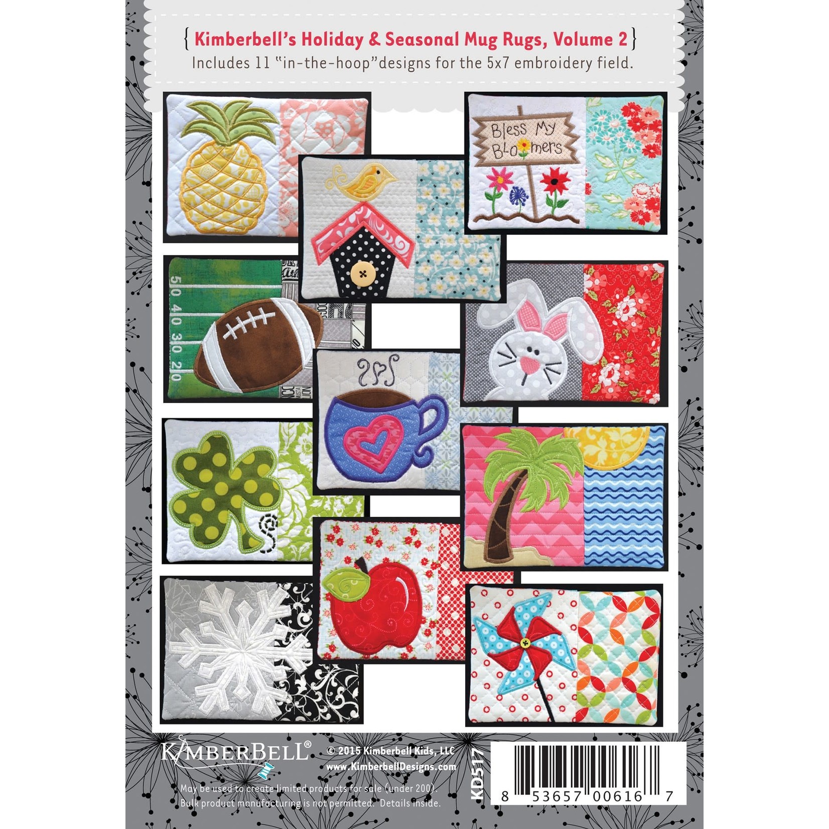 Kimberbell Designs Kimberbell Holiday and Seasonal Mug Rugs Volume 2 Embroidery Designs CD