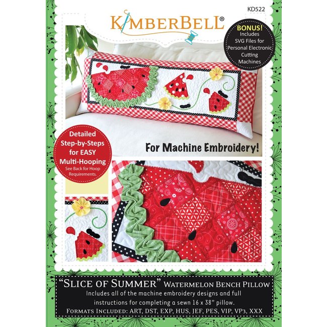 Slice of Summer Watermelon - Bench Pillow Machine Embroidery CD