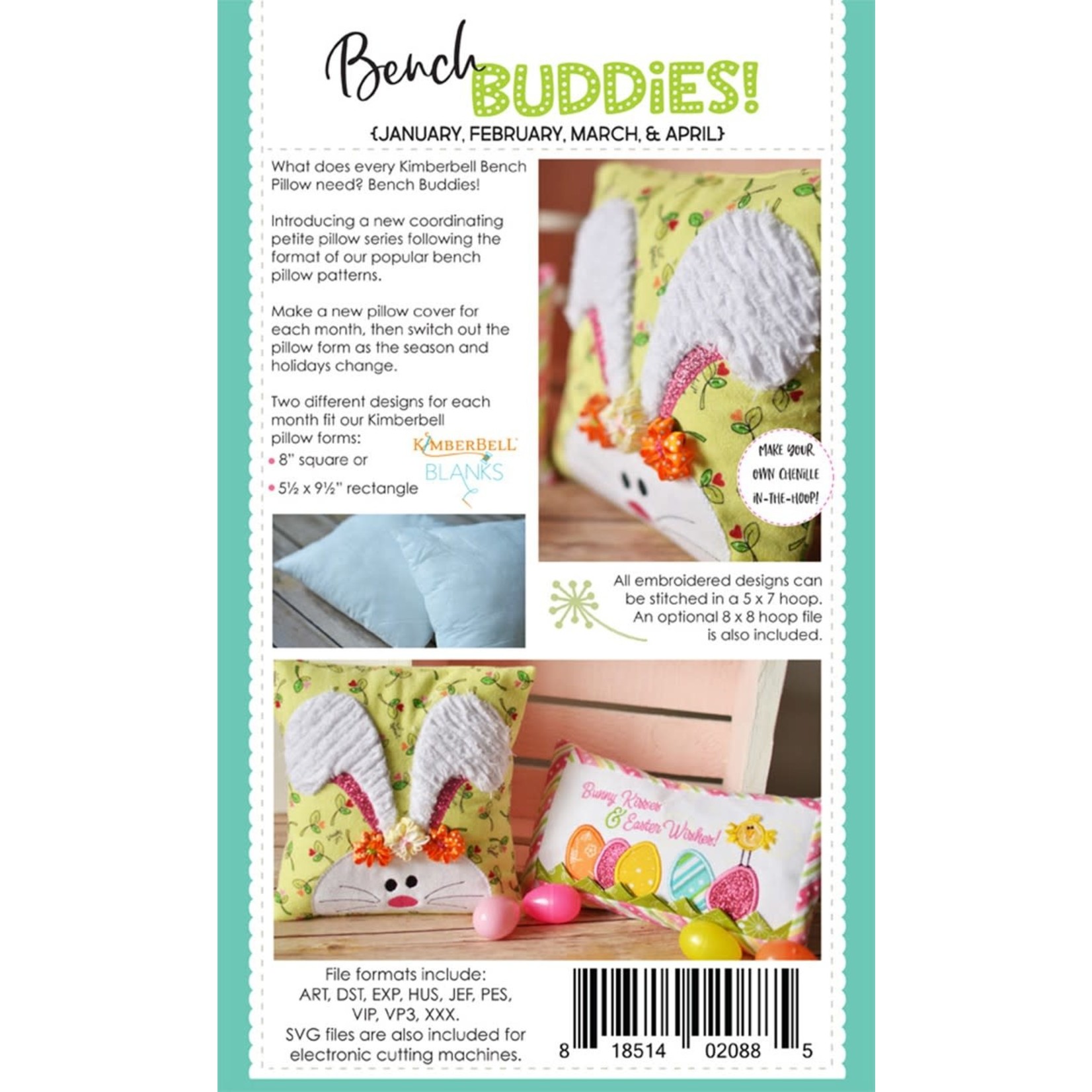 Kimberbell Designs Bench Buddy Series January, February, March, April  (Machine Embroidery)