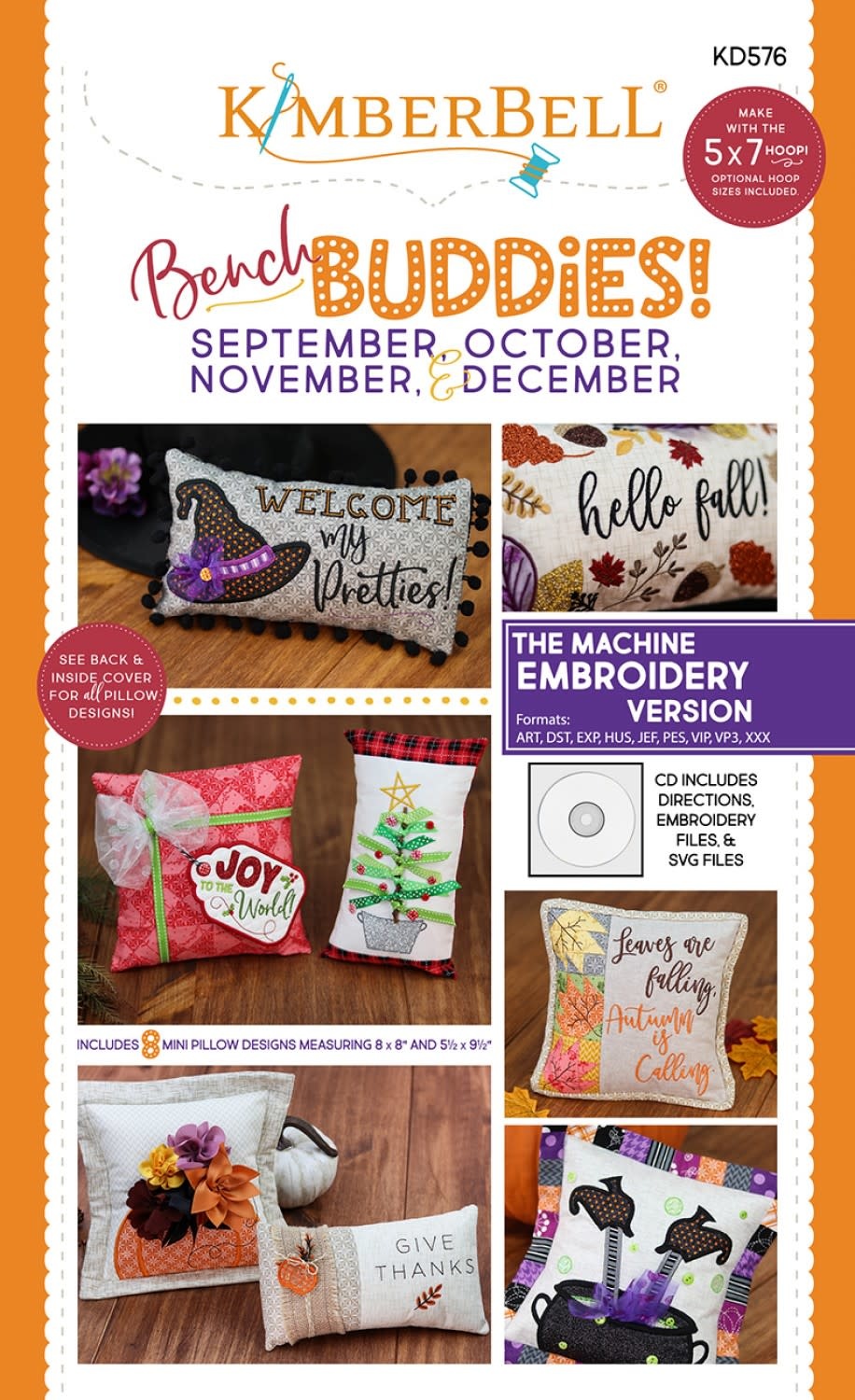 Kimberbell Designs Bench Buddies:  September, October, November, December (Machine Embroidery Version)