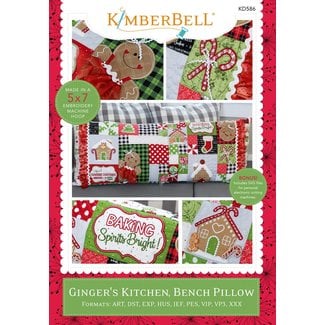 Kimberbell Designs Ginger's Kitchen Bench Pillow, Machine Embroidery Version