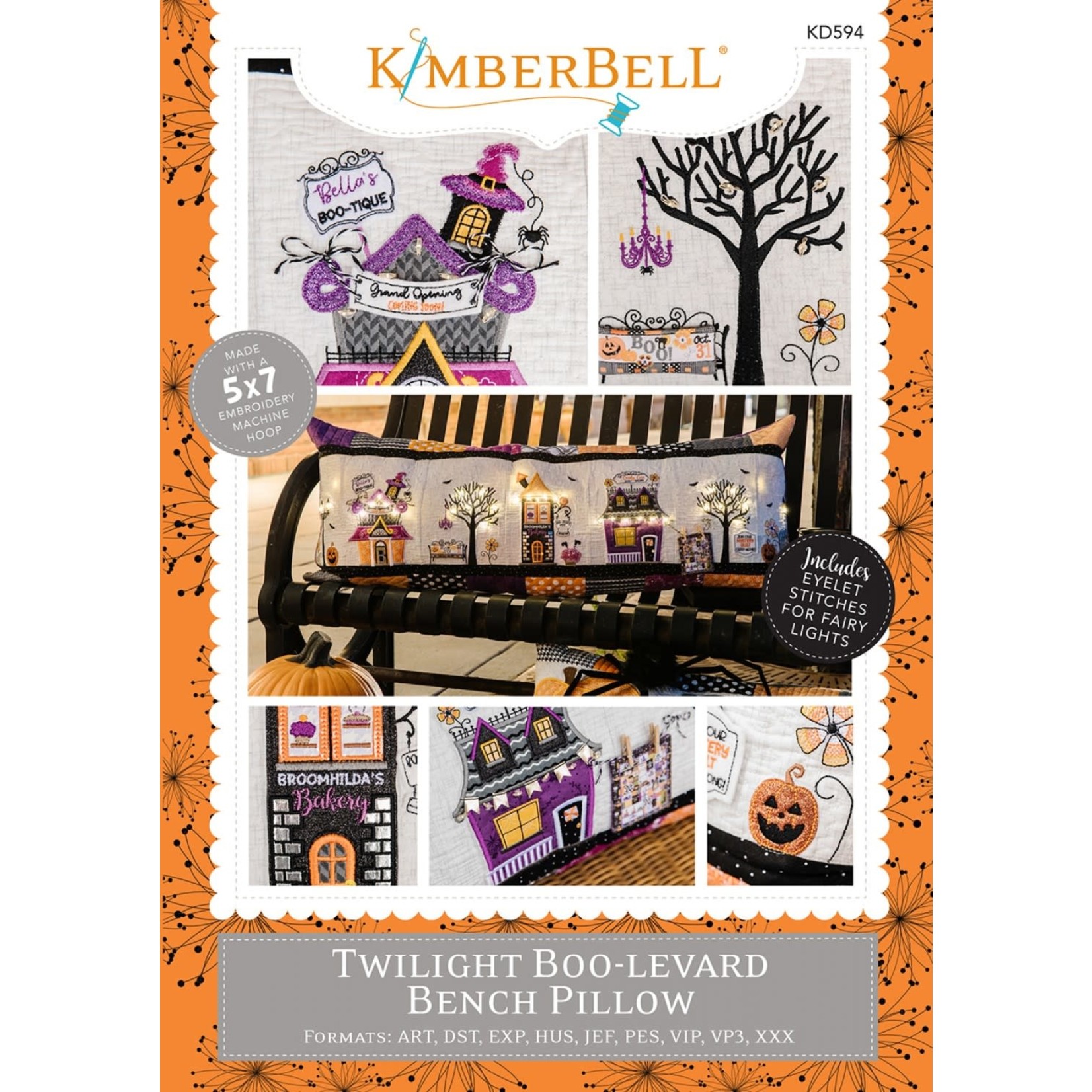 Kimberbell Designs Twilight Boo-levard Bench Pillow Machine Embroidery Version