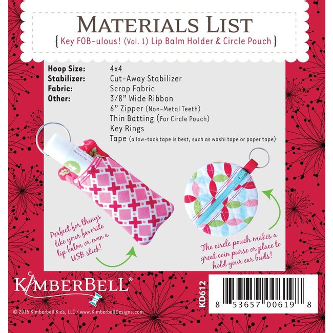 ME Time: Key Fob-ulous: Lip Balm Holder and Circle Pouch Embroidery CD