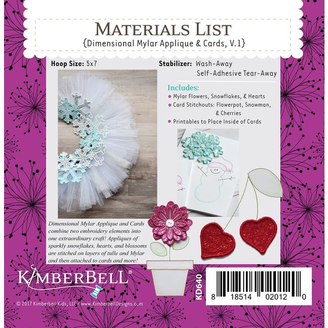 ME Time: Dimensional Mylar Applique & Cards, Volume 1 Embroidery CD, Discontinued, While Supplies Last