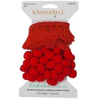 Kimberbell Designs Tassels & Poms Trim, Red, discontinued, while supplies last