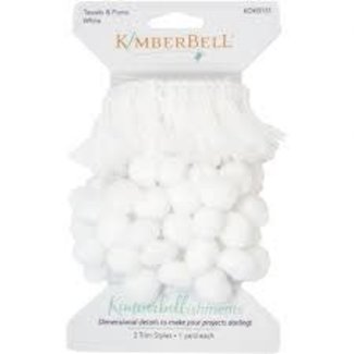 Kimberbell Designs Discontinued, While Supplies last Tassels & Poms Trim, White