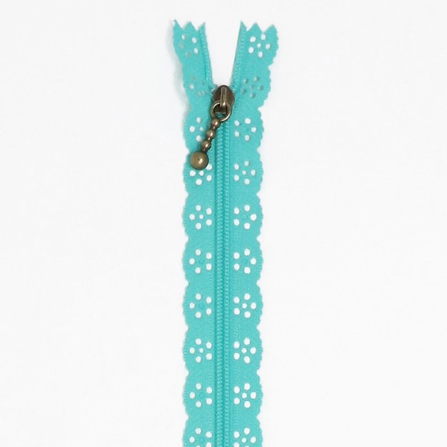 Lace Zipper 14" - Robin's Egg Blue