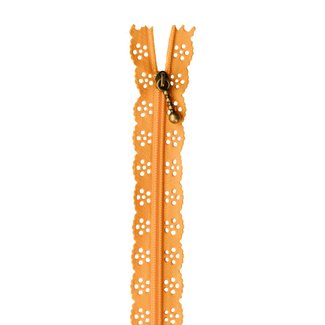 Kimberbell Designs Lace Zipper 14"- Apricot, Discontinued, While Supplies Last