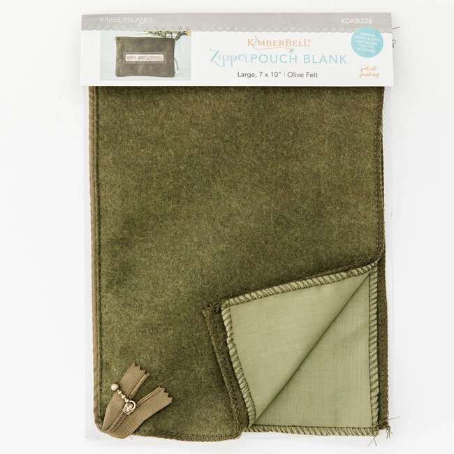 Olive Felt Zipper Pouch Blank, Large