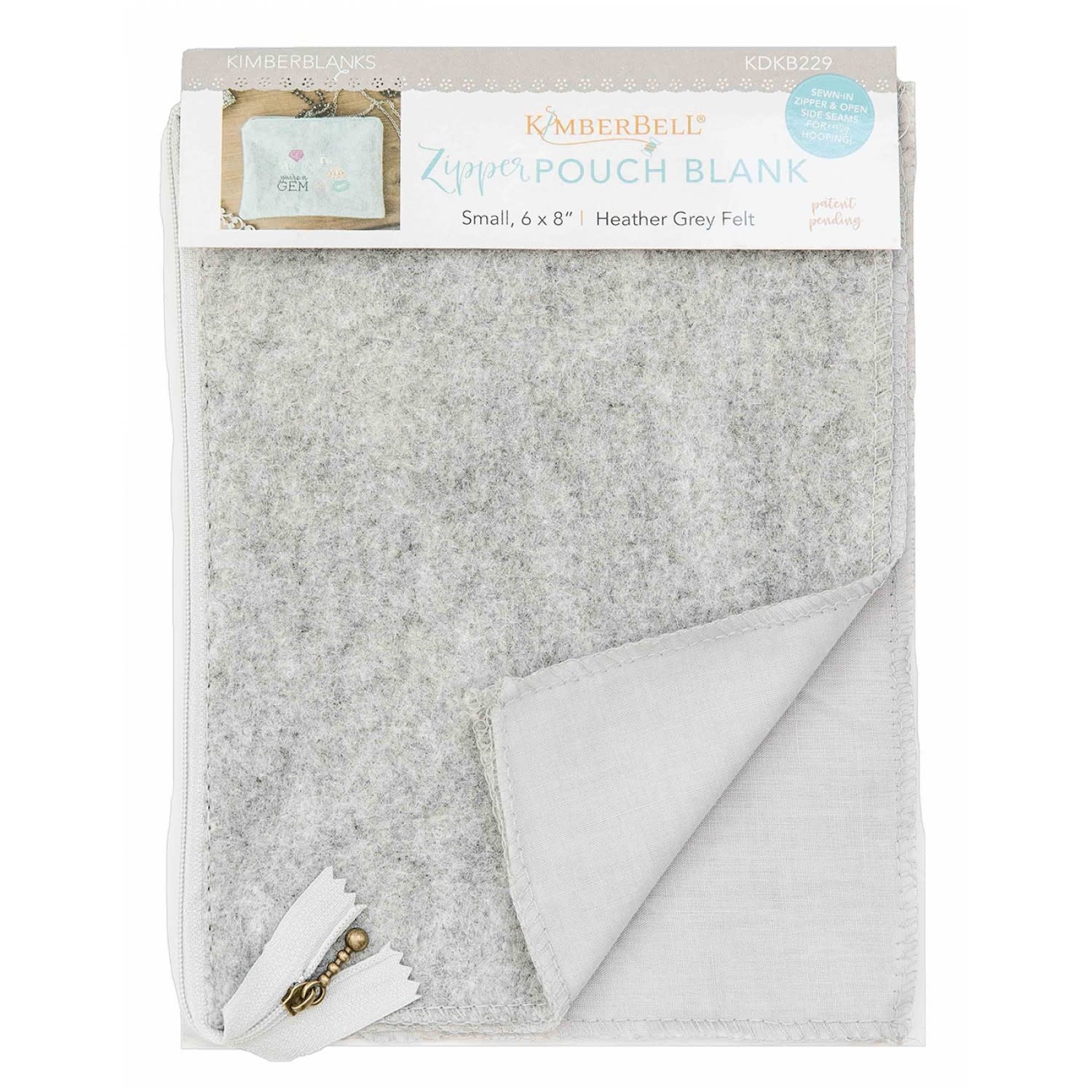 Heather Gray Felt Zipper Pouch Blank Small Stitch by Stitch