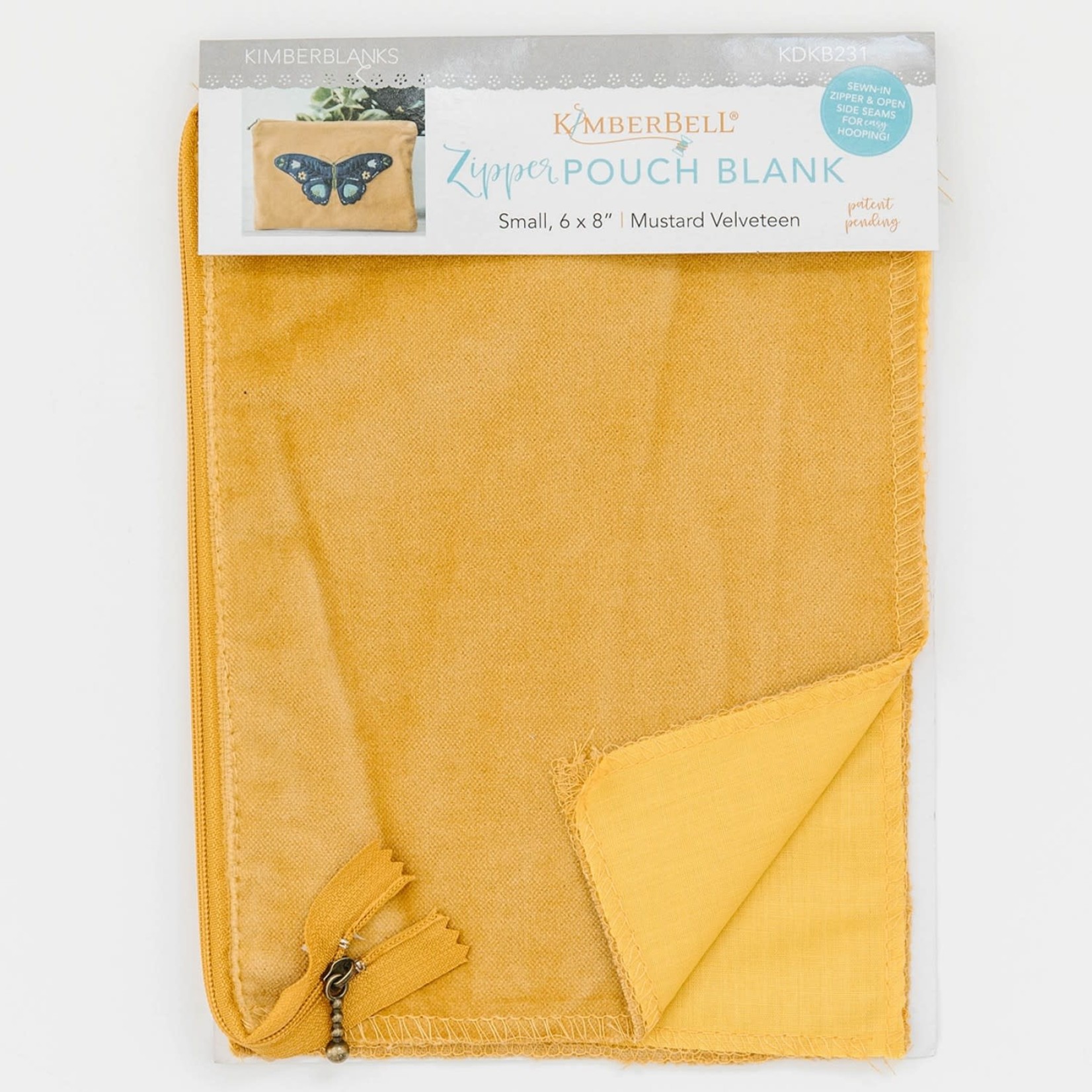 Kimberbell Designs Mustard Velveteen Zipper Pouch Blank, Small