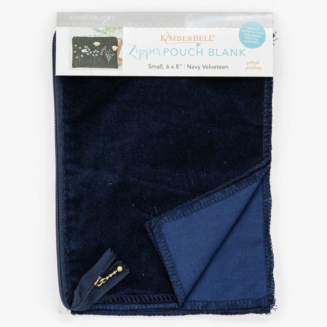 Navy Velveteen Zipper Pouch Blank, Small