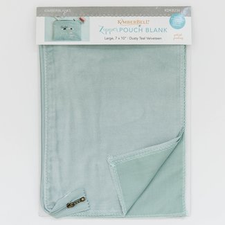 Kimberbell Designs Dusty Teal Velvetten Zipper Pouch Blank, Large