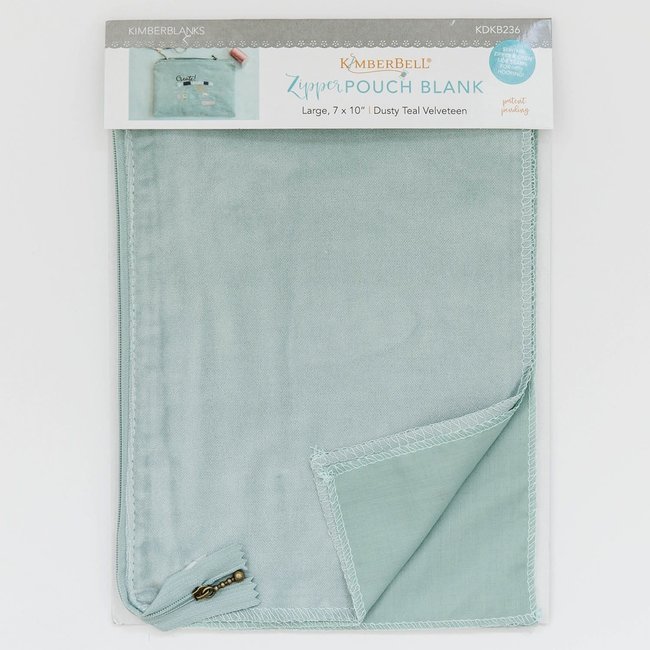 Dusty Teal Velvetten Zipper Pouch Blank, Large, discontinued, while supplies last